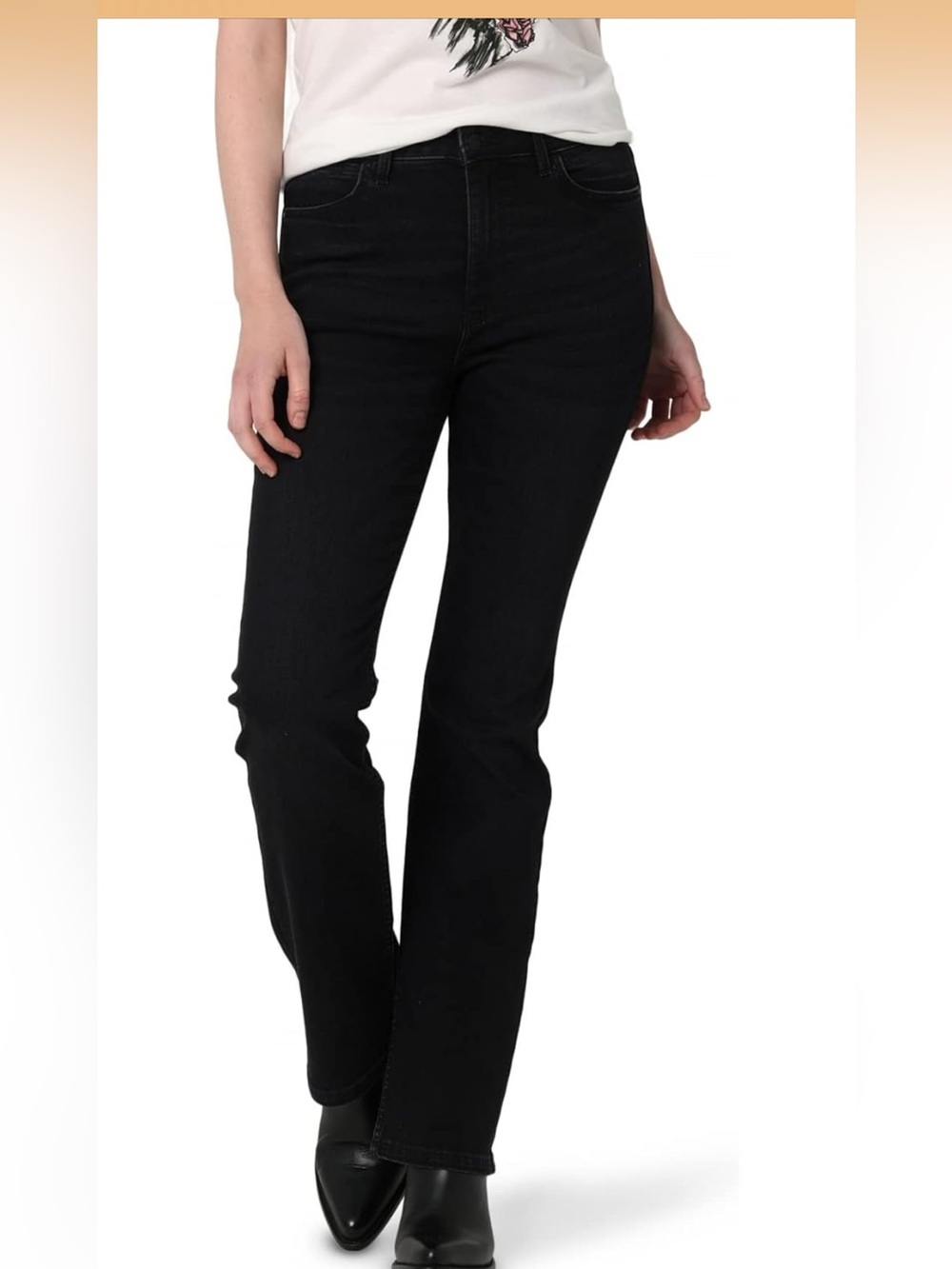 Wrangler Womens High Rise Bold Boot Jeans, Black Wash 1413/bb7-3